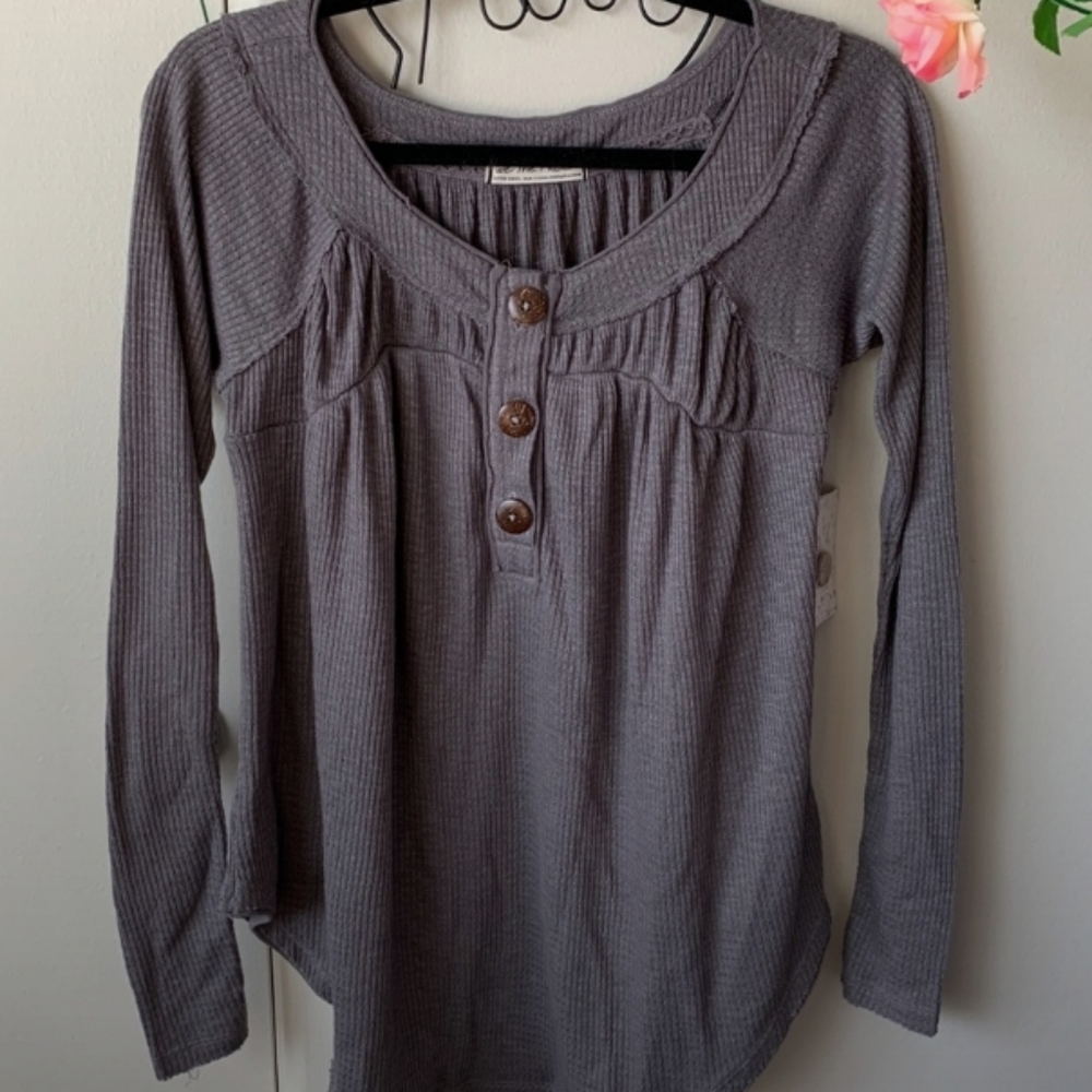We the free waffled long sleeve top